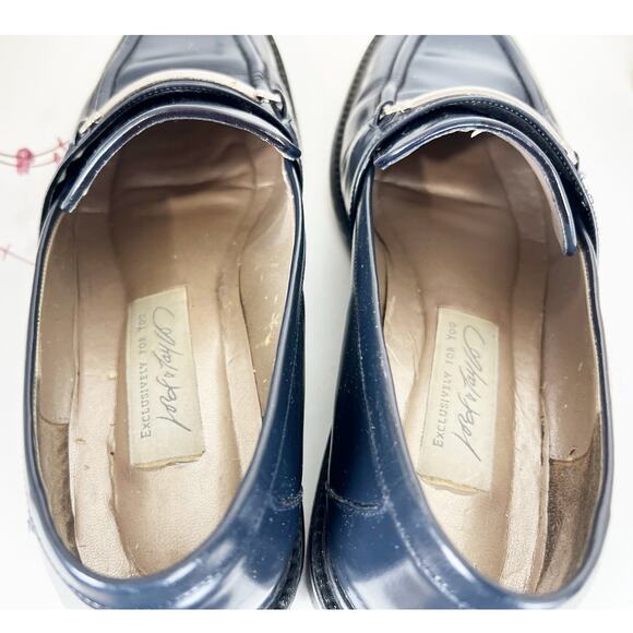 Vintage Lord & Taylor Navy Blue Leather Randy Slip On Penny Loafers Shoes Size 8 - Picture 7 of 12